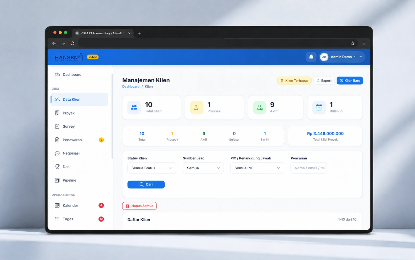 CRM PT Hansen Karya Mandiri mockup 5
