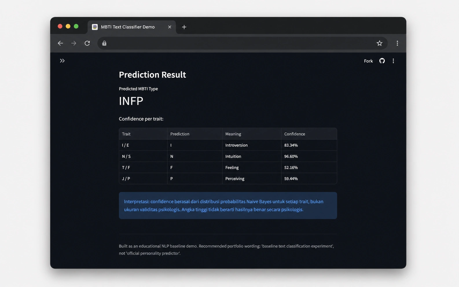 MBTI Classifier NLP project preview